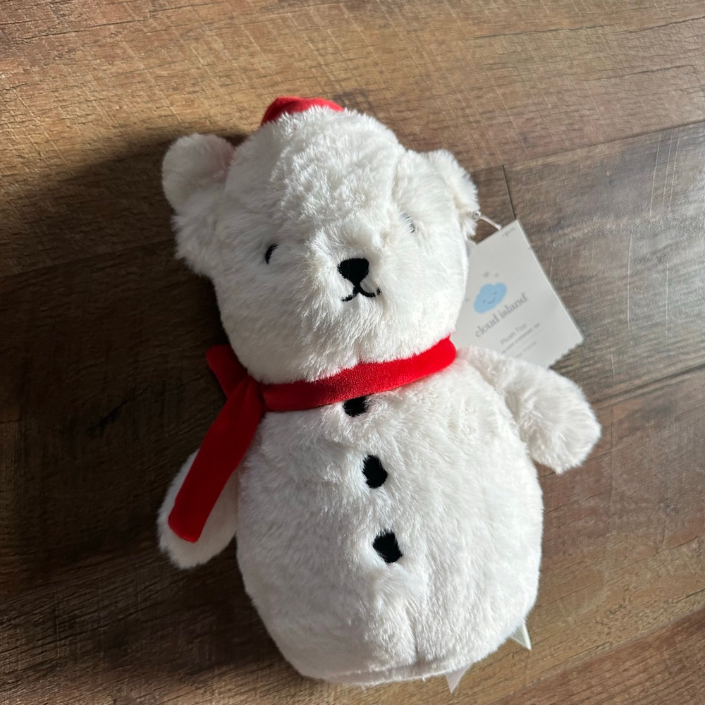 Baby Cloud Island White Red Snowman Bear Plush Toy